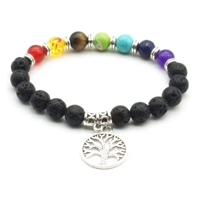 Tree of Life 7 Chakra Healing Bracelet Large Medallion