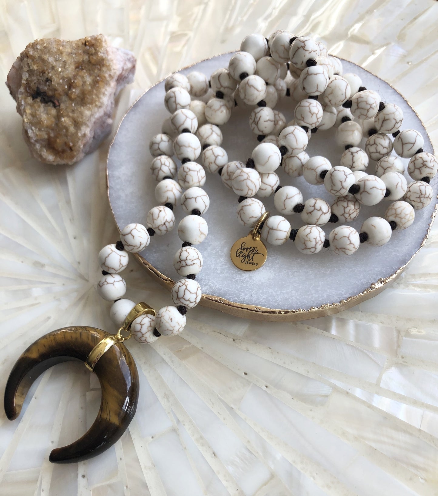 Horn and Howlite Necklace