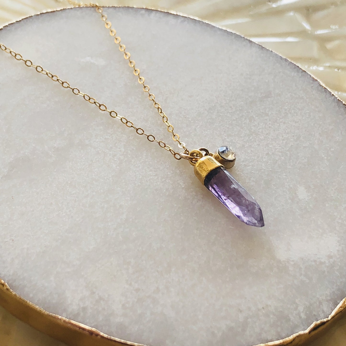 Sparkling Amethyst Pendulum Necklace